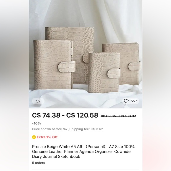 Personal Rings Beige Croc Planner - Picture 4 of 4